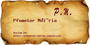 Pfemeter Mária névjegykártya